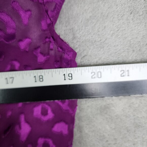 Women's 2pc WHBM Purple Leopard Burnout Sheer Overlay Blouse Top & under tank S - Picture 7 of 10